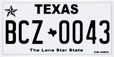 TX license plate BCZ0043