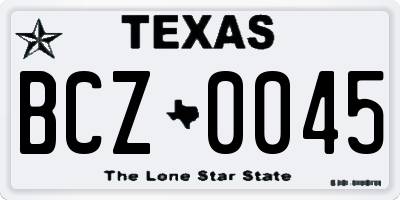 TX license plate BCZ0045