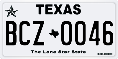 TX license plate BCZ0046