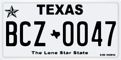 TX license plate BCZ0047