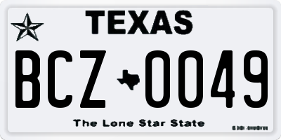 TX license plate BCZ0049