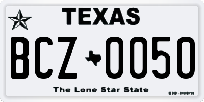 TX license plate BCZ0050