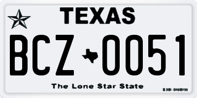 TX license plate BCZ0051