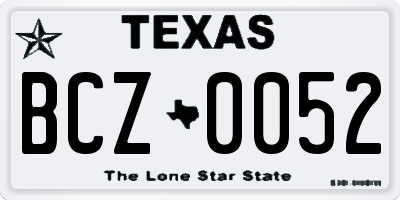 TX license plate BCZ0052