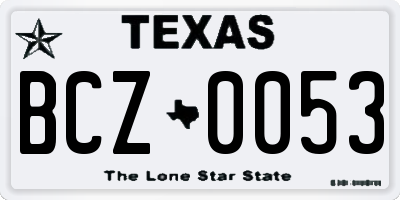TX license plate BCZ0053
