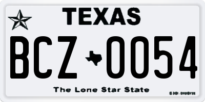 TX license plate BCZ0054