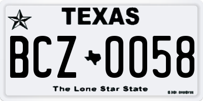 TX license plate BCZ0058