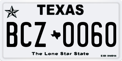 TX license plate BCZ0060
