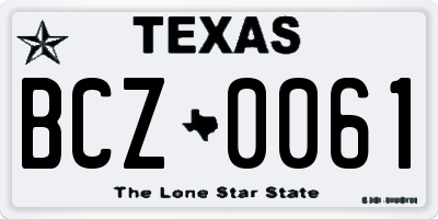 TX license plate BCZ0061
