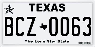 TX license plate BCZ0063