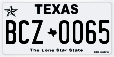 TX license plate BCZ0065