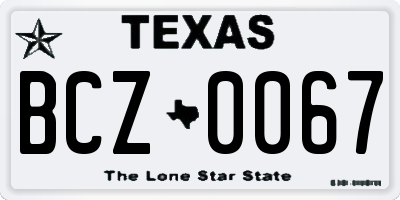 TX license plate BCZ0067