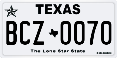 TX license plate BCZ0070