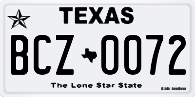 TX license plate BCZ0072