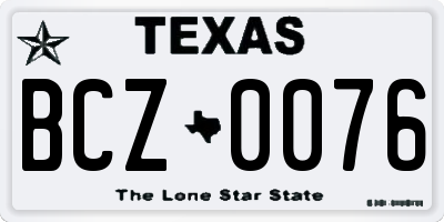 TX license plate BCZ0076