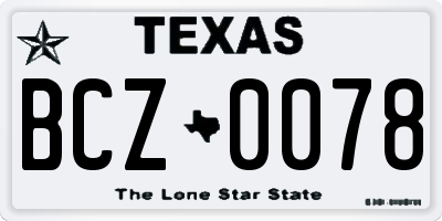 TX license plate BCZ0078