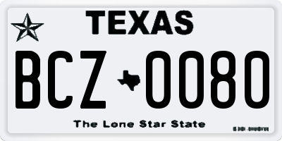 TX license plate BCZ0080