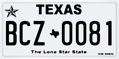 TX license plate BCZ0081