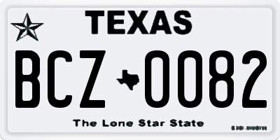 TX license plate BCZ0082