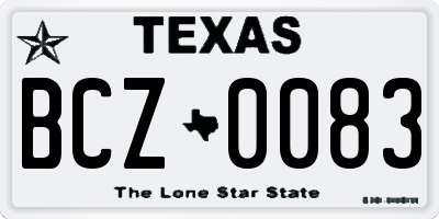 TX license plate BCZ0083