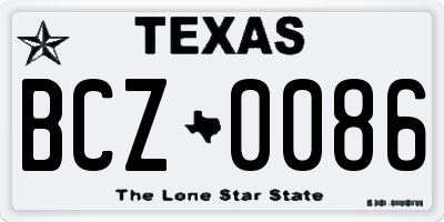 TX license plate BCZ0086