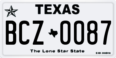 TX license plate BCZ0087