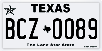 TX license plate BCZ0089