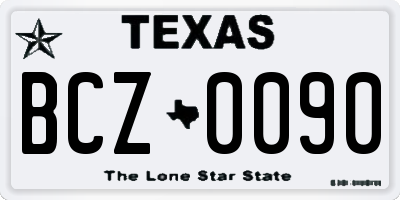 TX license plate BCZ0090