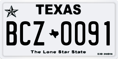 TX license plate BCZ0091