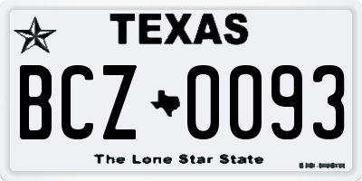 TX license plate BCZ0093