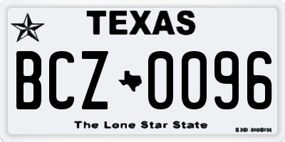 TX license plate BCZ0096