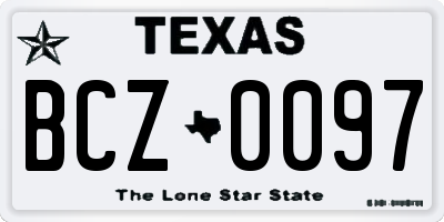 TX license plate BCZ0097