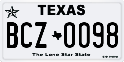 TX license plate BCZ0098