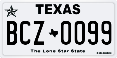 TX license plate BCZ0099