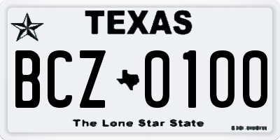 TX license plate BCZ0100