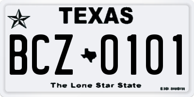 TX license plate BCZ0101