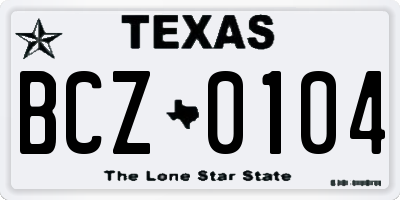 TX license plate BCZ0104