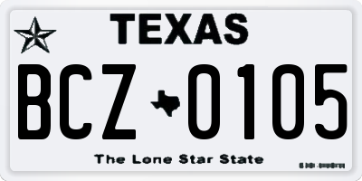 TX license plate BCZ0105
