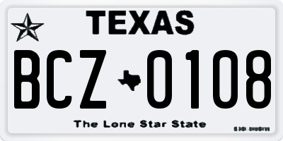 TX license plate BCZ0108