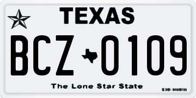TX license plate BCZ0109
