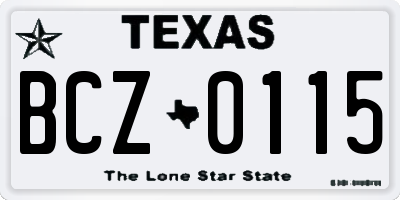 TX license plate BCZ0115