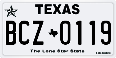TX license plate BCZ0119