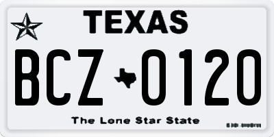 TX license plate BCZ0120