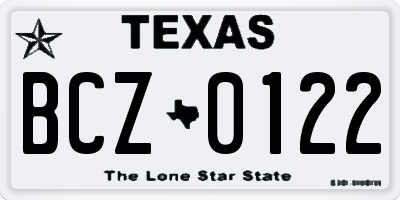 TX license plate BCZ0122