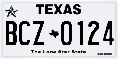 TX license plate BCZ0124