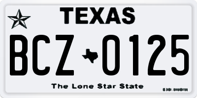 TX license plate BCZ0125