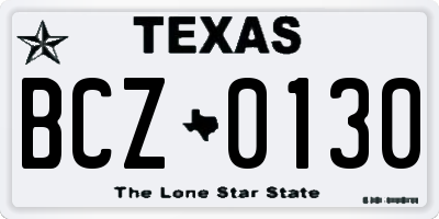 TX license plate BCZ0130