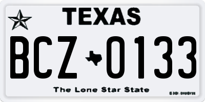 TX license plate BCZ0133