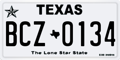 TX license plate BCZ0134