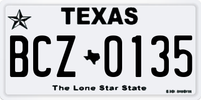 TX license plate BCZ0135